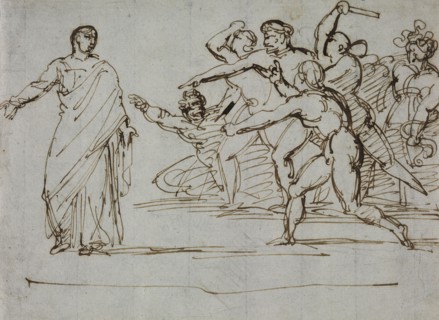 Assassination of Tiberius, 1816-1817. Théodore Géricault (French, 1791-1824). Pen and brown ink on