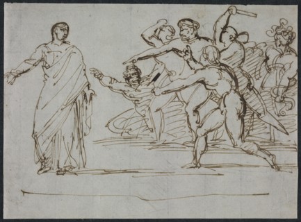 Assassination of Tiberius, 1816-1817. Théodore Géricault (French, 1791-1824). Pen and brown ink on