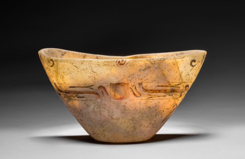 Carved Bowl, 1200-300 BC. Mesoamerica, reportedly the Tepecoacuilco River Valley, Guerrero, Olmec