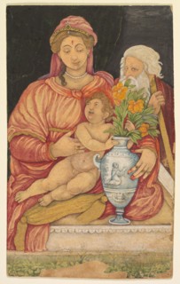 The Holy Family, c. 1620s. Northern India, Mughal court, early 17th century. Opaque watercolor and