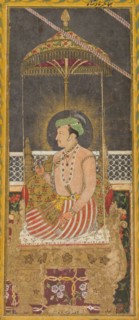 Posthumous portrait of Emperor Jahangir under a canopy, c. 1650. India, Mughal, 17th century.