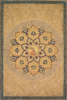 Shamsa (sunburst) with portrait of Aurangzeb (1618-1707), from the Emperor's Album (the Kevorkian