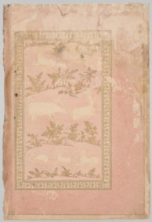 Stenciled Scenes of Lion and Gazelle, c. 1710. India, Mughal, early 18th century. Ink and gold on