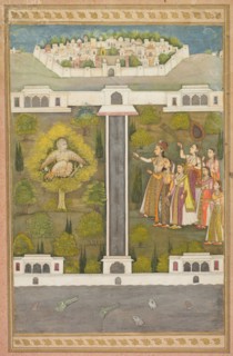 Mahliqa, Daughter of the Emperor of China, Pointing at the Bird-Man Khwaja Mubarak: A Leaf from a