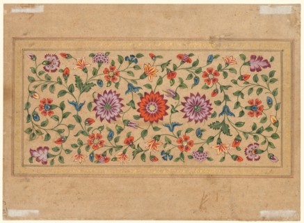 Scrolling Floral Vines, 1755. Fayzullah (Indian, active c. 1730–1765). Opaque watercolor with gold