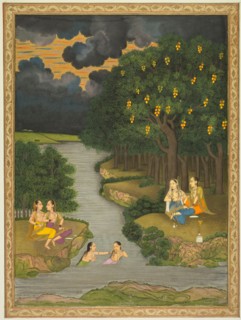 Women Enjoying the River at the Forest’s Edge, c. 1765. Style of Hunhar II (Indian, active