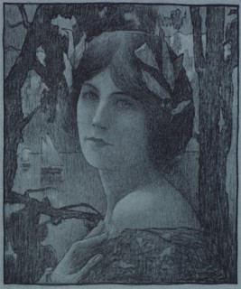 Gentlel Night (Nuit douce), 1899. Henri-Jules Guinier (French, 1867-1927). Lithograph on blue