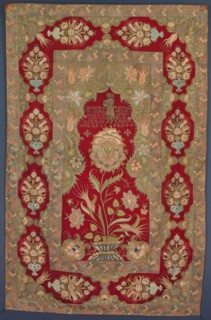 Embroidered Armenian liturgical curtain, 1763. Turkey, Constantinople/Istanbul, Ottoman period.