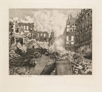 Paris en Train. Démolition du théâtre du Vaudeville: rue du Dix-Decembre, 1869. Alfred Taiée