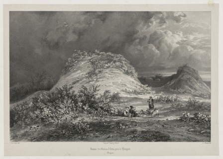 Ruines du Chateau d'Artns pres le huelgoet, Bretagne, 1845-1846. Julien Louis Jacottet (Swiss,