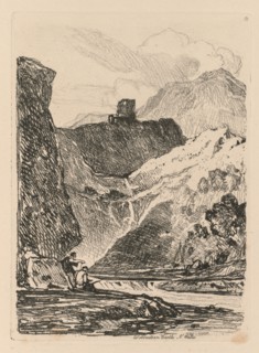 Liber Studiorum: Plate 12, Dolbadern Castle, Llanberris Lake, North Wales, 1838. John Sell Cotman