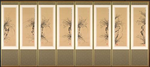 Orchids and Rocks, 1897-98. Yi Ha-eung (Korean, 1820-1898). Eight-panel folding screen; ink on