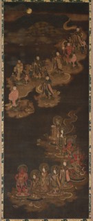 Descent of the Nine Luminaries and the Seven Stars at Kasuga, 1300s. Japan, Nanbokucho period