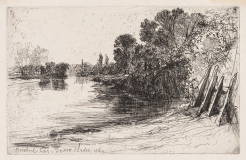 Brentford Ferry, 1864. Francis Seymour Haden (British, 1818-1910). Etching and drypoint