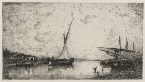 Canal aux Martigues, 1872. Adolphe Appian (French, 1818-1898). Etching; sheet: 25.2 x 32.4 cm (9