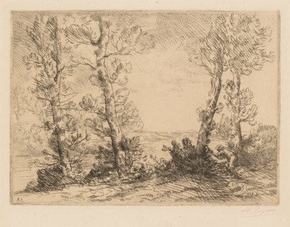 The Salmon Fisherman (Le Pêcheur du Saumon), c. 1880. Alphonse Legros (French, 1837-1911). Etching