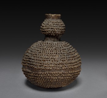 Snuff Container, late 1800s or early 1900s. South Africa, Xhosa people. Hide, earth, blood