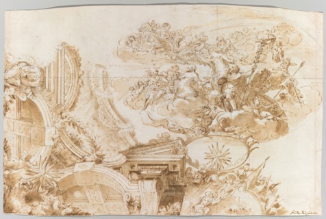 The Apotheosis of Romulus: Design for a Ceiling, c. 1675-76. Domenico Maria Canuti (Italian,