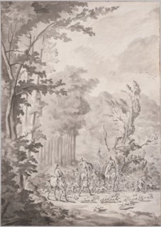 A Hunting Party at Marly, late 17th or early 18th century. Attributed to Jean Baptiste Martin, Le