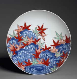 Dish with Maple Leaves in Waves, c. 1688-1716. Japan, Edo period (1615–1868), Genroku/Shotoku eras