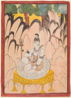 Shiva seated on a Throne in a landscape, c. 1760. Indian, Himachal Pradesh, Chamba region. Color on