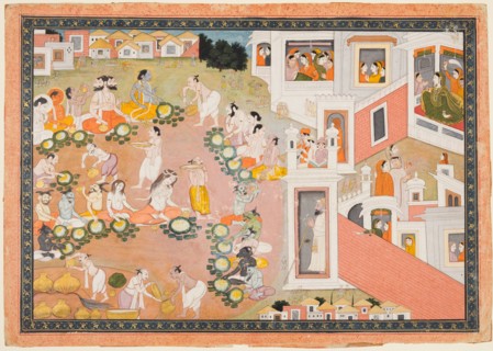 A Feast for the Gods, c. 1810. India, Kangra. Color on paper; page: 28 x 29.4 cm (11 x 11 9/16 in.)