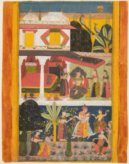 Malavi Ragini, from a Ragamala series, c. 1695. India, Rajasthan, Mewar school. Color on paper;
