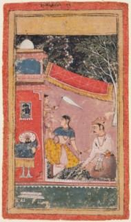 A page form a Ragamala series: Ramakali Ragini of Hindol Raga, c. 1610. India, Rajasthan, Bundi.