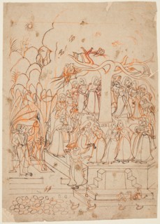 A leaf from a Baramasa series: the month Jyestha (May-June), Krishna watches the Gopis dancing