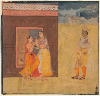 Krishna Abhisarika Nayika, from a Rasikapriya manuscript, c. 1615-25. India, Rajasthan, Amber.