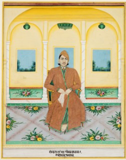 Portrait of Ganadhar Prasad, 1881. Northwestern India, Rajasthan, Rajput Kingdom of Alwar. Opaque