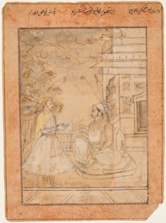 Raja Anup Singh (r. 1669-98) receives a courtier, c. 1690. Ruknuddin (Indian, active c. 1690).