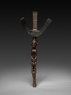 Bow Stand, 1800s. Africa, Democratic Republic of the Congo, Luba people. Wood, plant fiber; without