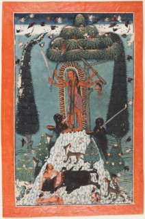 The Goddess Kali Standing upon a Mountaintop, c. 1730. Northern India, Himachal Pradesh, Pahari