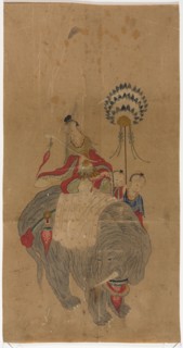Samantabhadra on an Elephant with Two Attendants, 1392-1910. Korea, Joseon dynasty (1392-1910). Ink