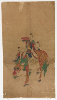Daoist Immortal on a Kilin and Two Attendants, 1392-1910. Sa Lin Pun (Korean). Ink and color on