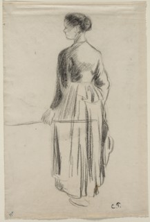 The Cowherdess, Eragny, 1886. Camille Pissarro (French, 1830-1903). Crayon; sheet: 43.6 x 29.1 cm
