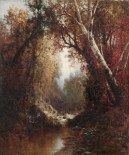 Autumn Scene in the Adirondacks, 1877. William Hart (American, 1823-1894). Oil on canvas; unframed: