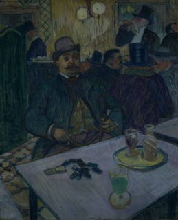 Monsieur Boileau at the Café, 1893. Henri de Toulouse-Lautrec (French, 1864-1901). Gouache; sheet:
