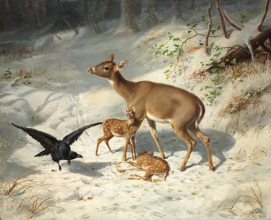 Maternal Solicitude, 1873. Arthur Fitzwilliam Tait (American, 1819-1905). Oil on wood; unframed: 49