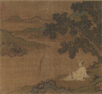 Man on a Hillside under a Tree Overlooking a River, Ming Dynasty(?). China, Ming dynasty