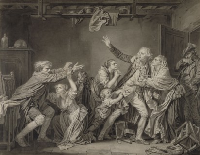 The Father's Curse: The Ungrateful Son; Jean-Baptiste Greuze, French, 1725 - 1805, France; about 1778; Brush and gray wash