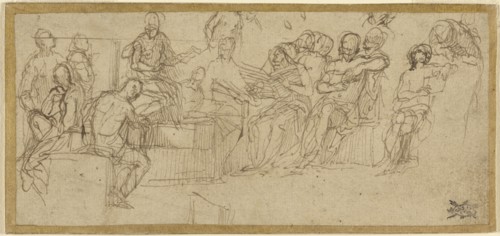 Christ Preaching in the Temple; Paolo Veronese, Paolo Caliari, Italian, 1528 - 1588, Italy; about 1548; Pen and brown ink