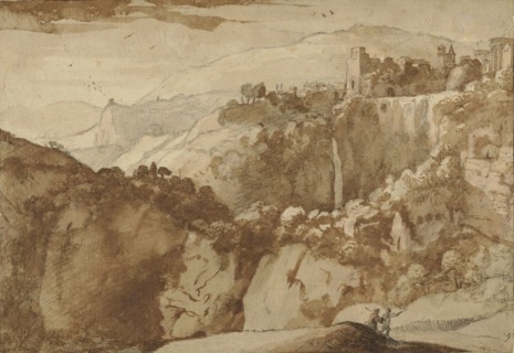 View of Tivoli, recto and verso, Claude Lorrain, Claude Gellée, French, 1604 or 1605 ? - 1682, France; 1640; Black chalk with