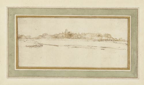 Landscape with the House with the Little Tower; Rembrandt Harmensz. van Rijn, Dutch, 1606 - 1669, about 1651; Pen and brown ink