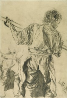Figure Studies; Adolf von Menzel, German, 1815 - 1905, 1872; Carpenter's pencil; 37.9 × 26.3 cm, 14 15,16 × 10 3,8 in