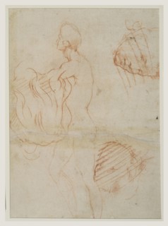 Study of a Kneeling Figure with a Sketch of a Face, recto, Figure Study and Face, verso, Andrea del Sarto, Italian, 1486