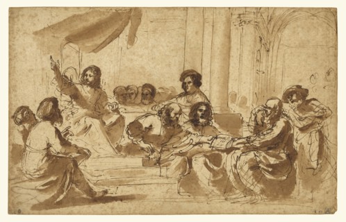 Christ Preaching in the Temple; Guercino, Giovanni Francesco Barbieri, Italian, Bolognese, 1591 - 1666, Italy; about 1625