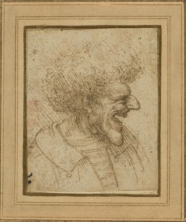 Caricature of a Man with Bushy Hair; Leonardo da Vinci, Italian, 1452 - 1519, about 1495; Pen and brown ink; 6.6 x 5.4 cm