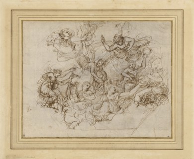 An Allegory of the Virtues of Federico II Gonzaga; Giulio Romano, Giulio Pippi, Italian, before 1499 - 1546, about 1530; Pen